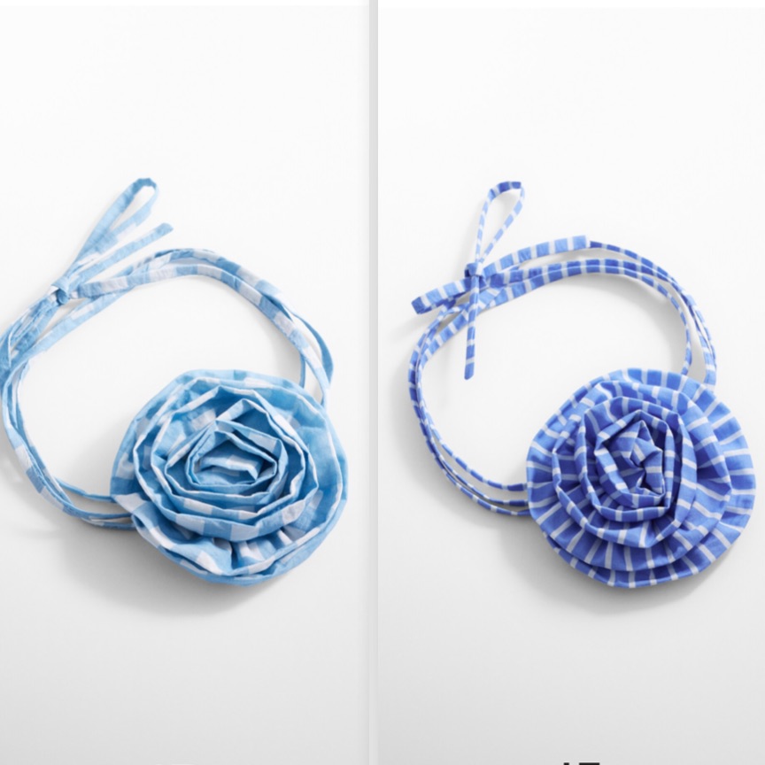 Mango Set Of Printed Flower Floral Rosette Chokers Necklace Accessories Nwot 21$